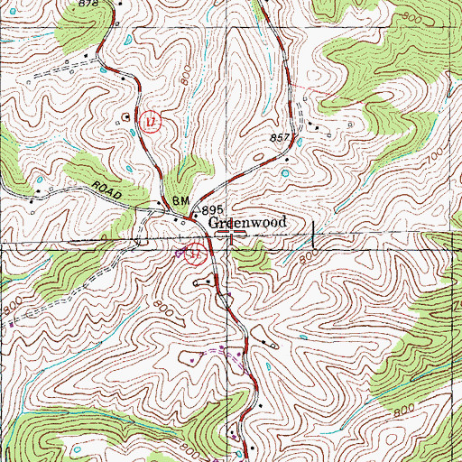 Topographic Map of Greenwood Hill, KY