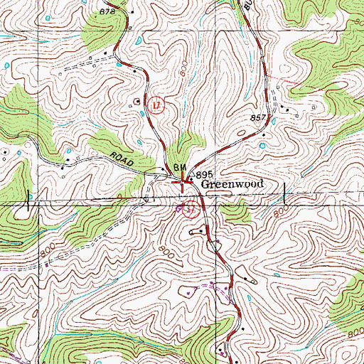 Topographic Map of Greenwood Hill Post Office (historical), KY