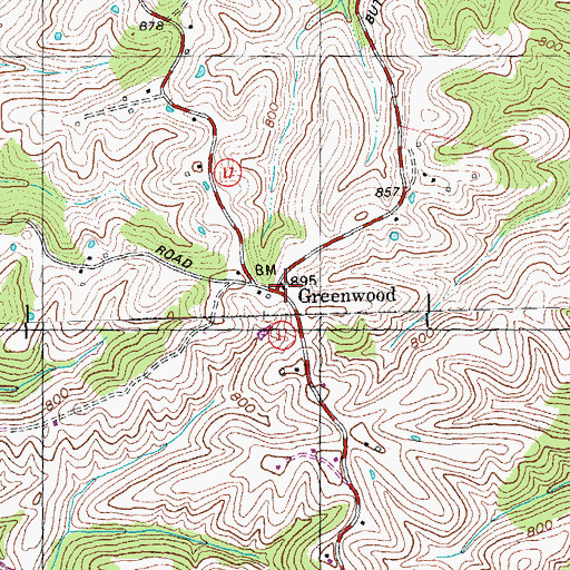 Topographic Map of Greenwood School (historical), KY
