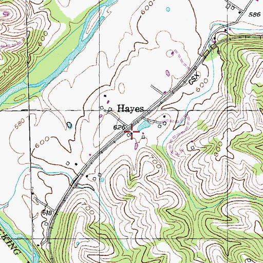 Topographic Map of Hayes Railroad Station (historical), KY