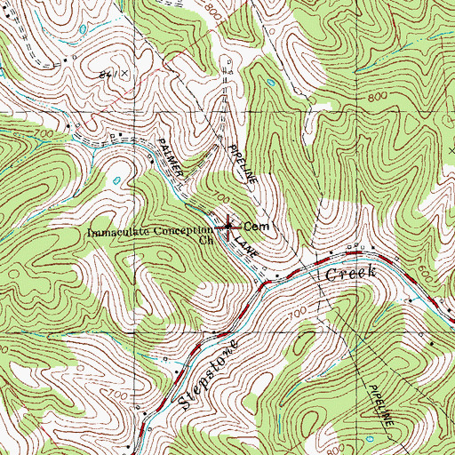 Topographic Map of Immaculate Conception Church Cemetery, KY