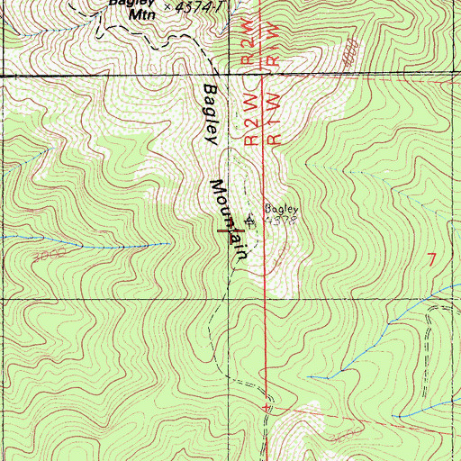 Topographic Map of Bagley Mountain, CA