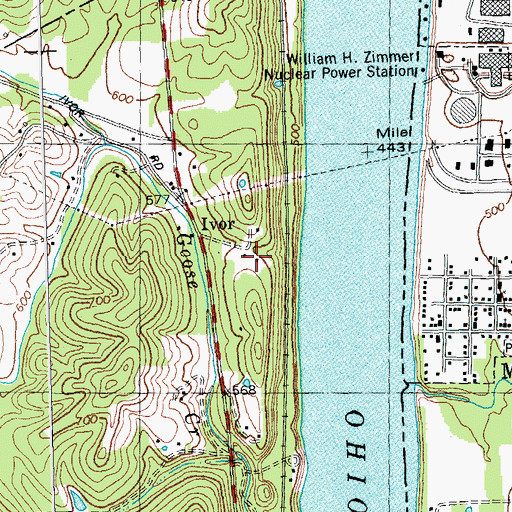 Topographic Map of Ivor Railroad Station (historical), KY