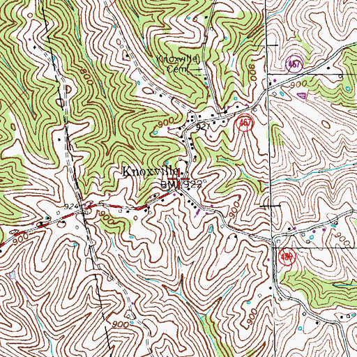 Topographic Map of Knoxville Post Office (historical), KY