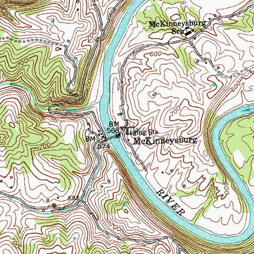 Topographic Map of McKinneysburg Post Office (historical), KY