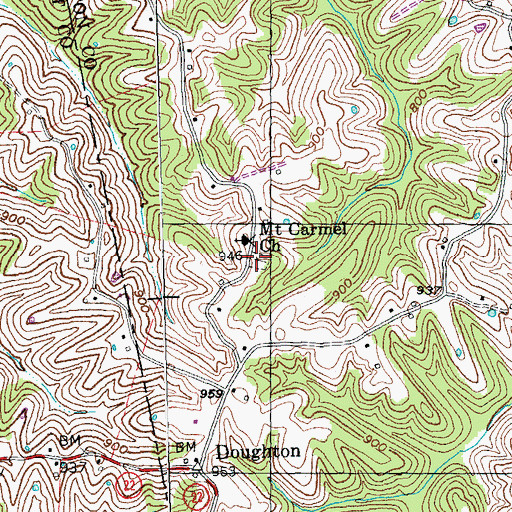 Topographic Map of Mount Carmel Cemetery, KY