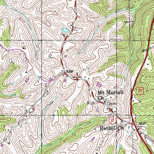 Topographic Map of Mount Moriah School (historical), KY