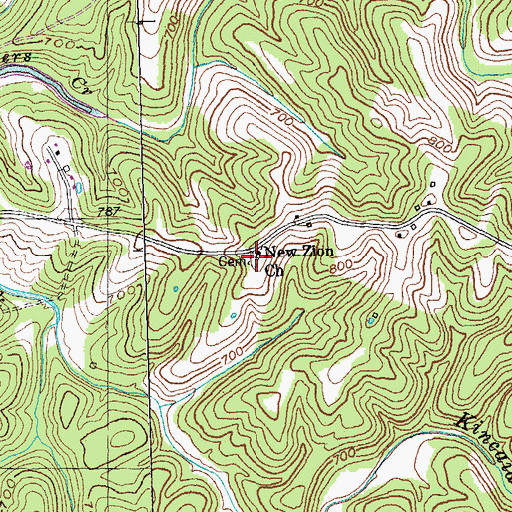 Topographic Map of New Zion Cemetery, KY