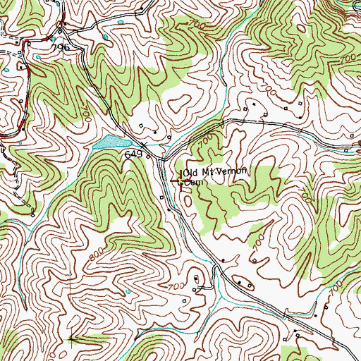 Topographic Map of Old Mount Vernon Cemetery, KY