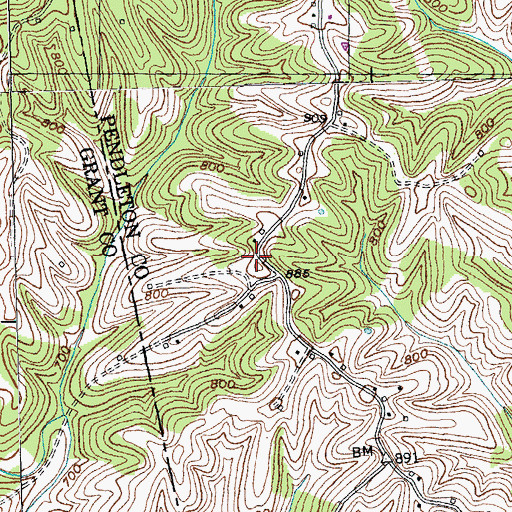 Topographic Map of Orange Grove (historical), KY