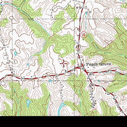 Topographic Map of Peach Grove Church Cemetery, KY