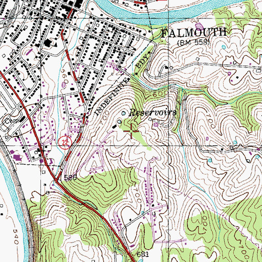 Topographic Map of Reservoir Hill, KY