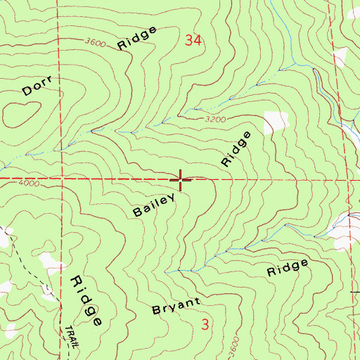 Topographic Map of Bailey Ridge, CA