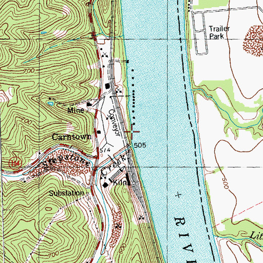 Topographic Map of Stepstone Landing (historical), KY