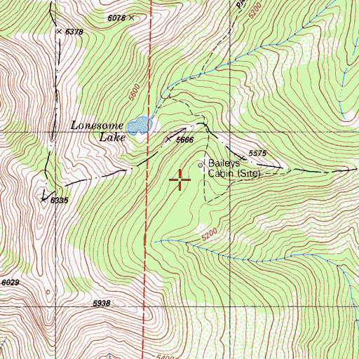 Topographic Map of Baileys Cabin, CA