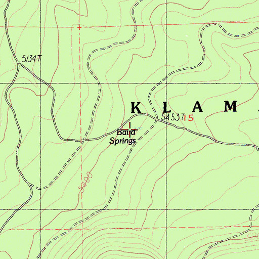 Topographic Map of Baird Springs, CA