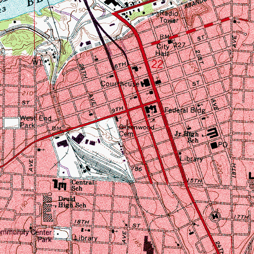 Topographic Map of Murphy African-American Museum, AL