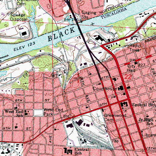 Topographic Map of Old Tavern Museum, AL