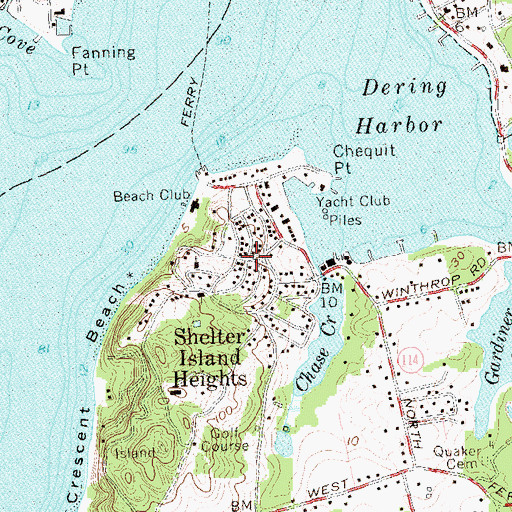 Topographic Map of Shelter Island Heights Historic District, NY