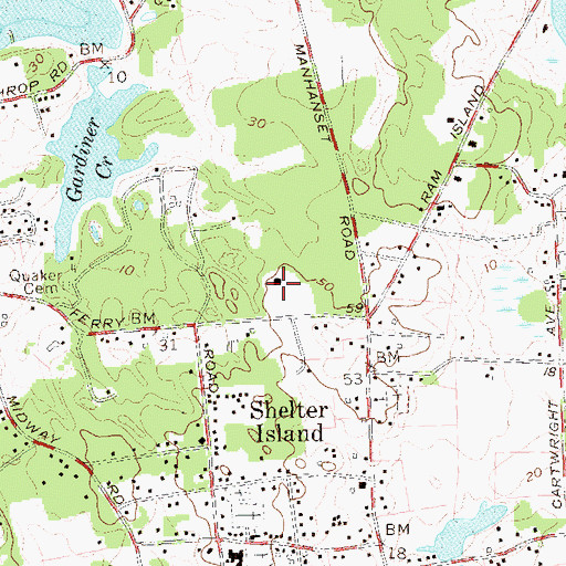 Topographic Map of Shelter Island Windmill, NY