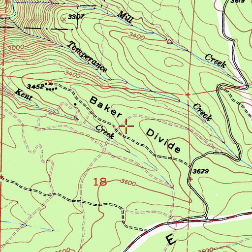 Topographic Map of Baker Divide, CA