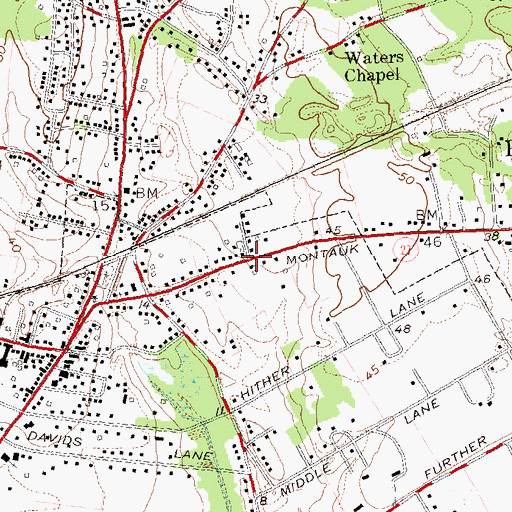 Topographic Map of Pantigo Road Historic District, NY