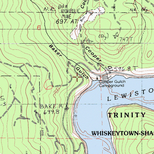 Topographic Map of Baker Gulch, CA