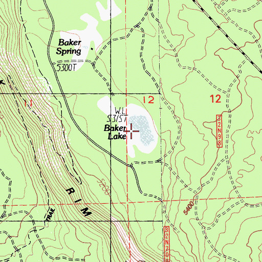 Topographic Map of Baker Lake, CA