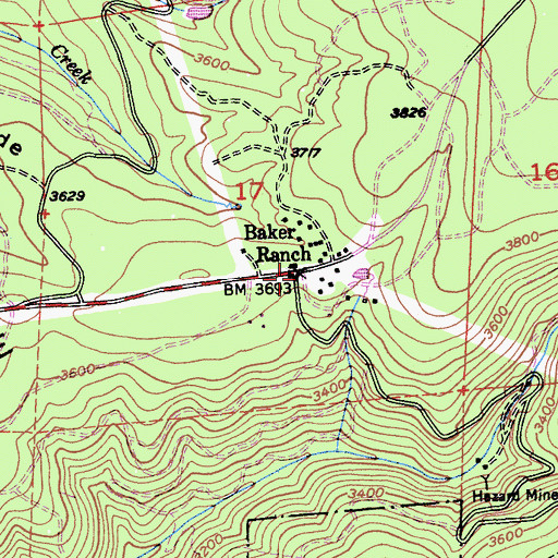Topographic Map of Baker Ranch, CA