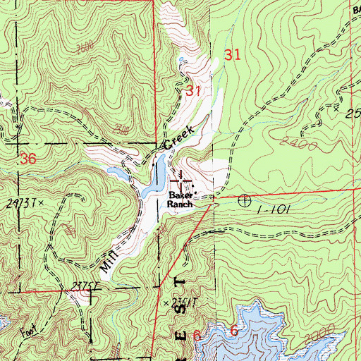 Topographic Map of Baker Ranch, CA