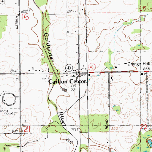 Topographic Map of Carlton Township Hall Historical Marker, MI