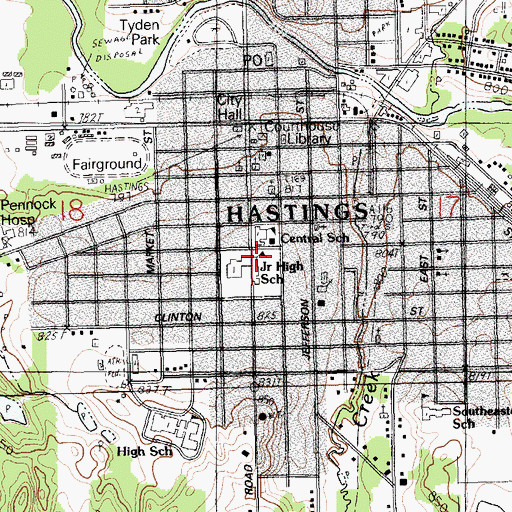 Topographic Map of Central School Historical Marker, MI