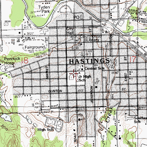 Topographic Map of Central School Auditorium Historical Marker, MI