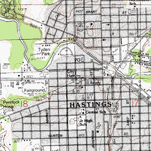 Topographic Map of George W Lowry House Historical Marker, MI