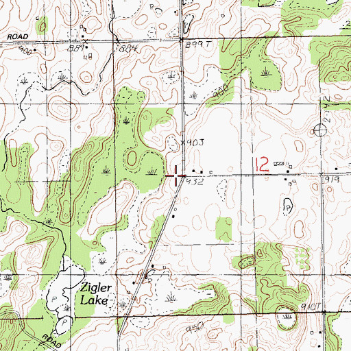 Topographic Map of Hope Township District Number Four School Historical Marker, MI