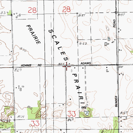 Topographic Map of Scale's Prairie Historical Marker, MI
