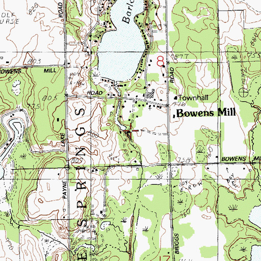 Topographic Map of Bowen's Mills Historical Marker, MI