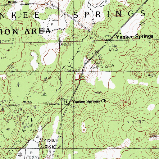 Topographic Map of Yankee Springs Inn Historical Marker, MI