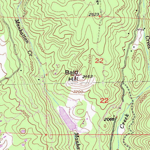 Topographic Map of Bald Hill, CA
