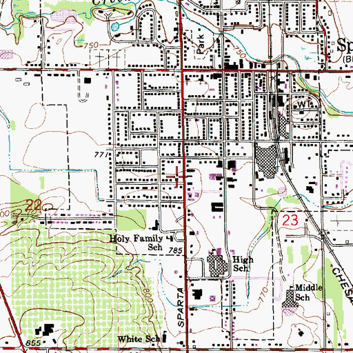 Topographic Map of Grace Bible Church, MI