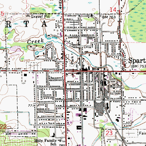 Topographic Map of United Methodist Church, MI