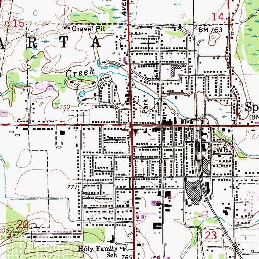 Topographic Map of Sparta Baptist Church, MI