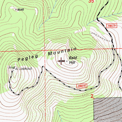 Topographic Map of Bald Hill, CA