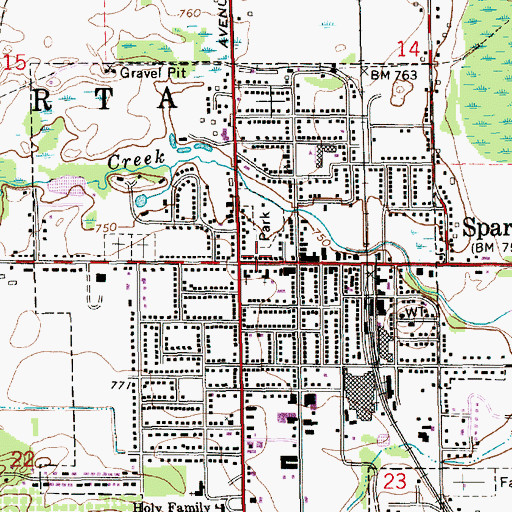 Topographic Map of Sparta Post Office, MI