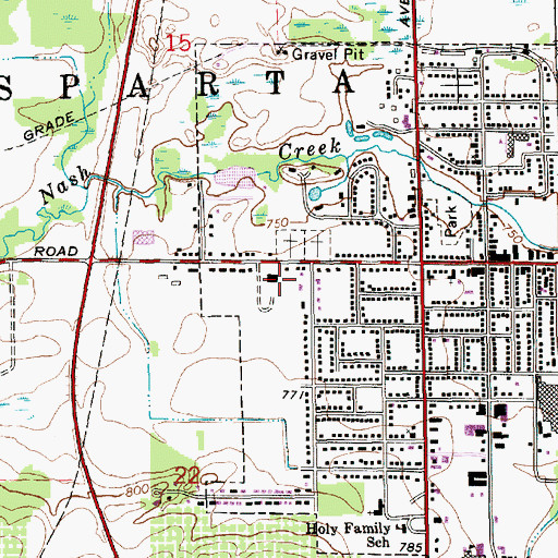 Topographic Map of Sparta Police Department, MI