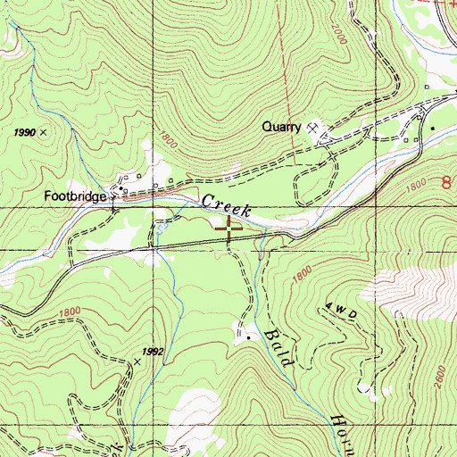 Topographic Map of Bald Hornet Creek, CA