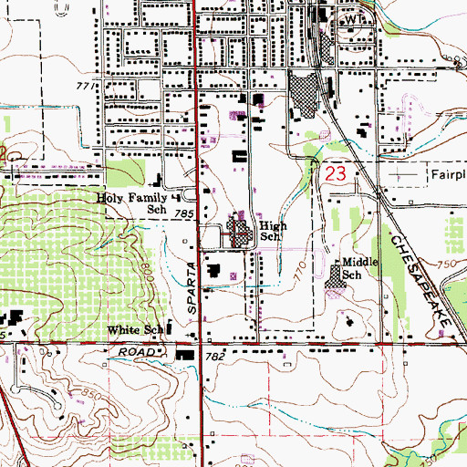 Topographic Map of Sparta Senior High School, MI