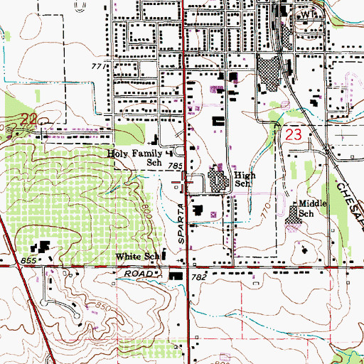 Topographic Map of Sparta Health Center, MI