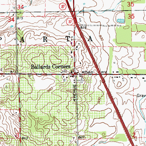 Topographic Map of Christ's Church at Ballard's, MI