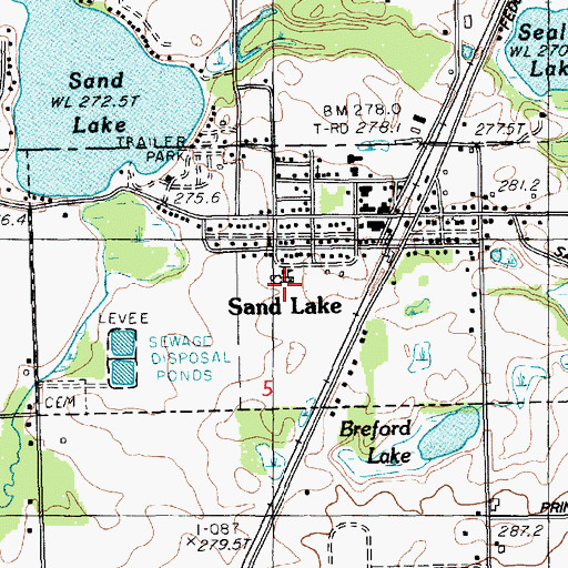 Topographic Map of Sand Lake Elementary School, MI